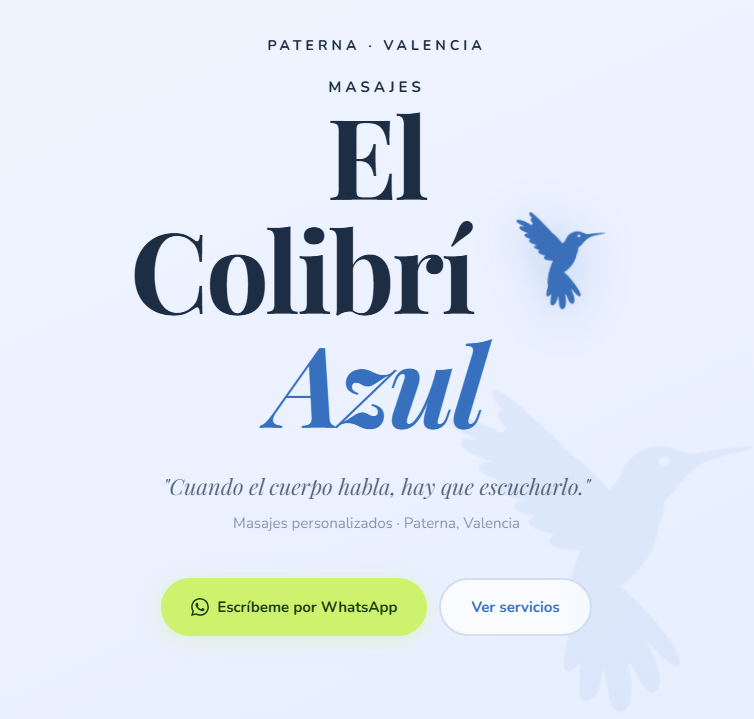 Captura de la web El Colibrí Azul