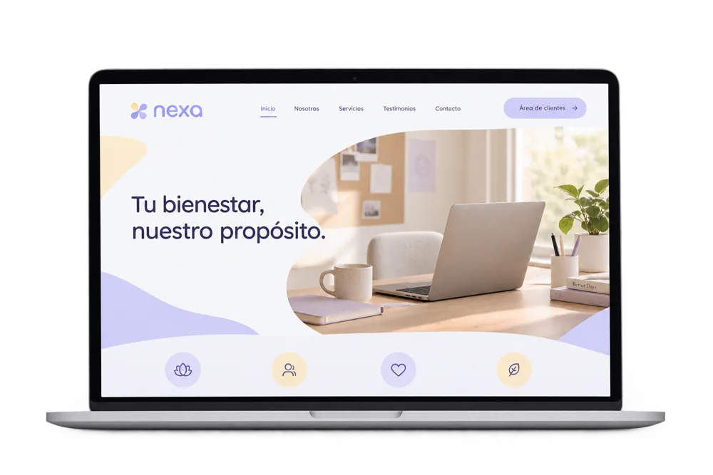 Ejemplo de landing diseñada por Badaweb en un portátil